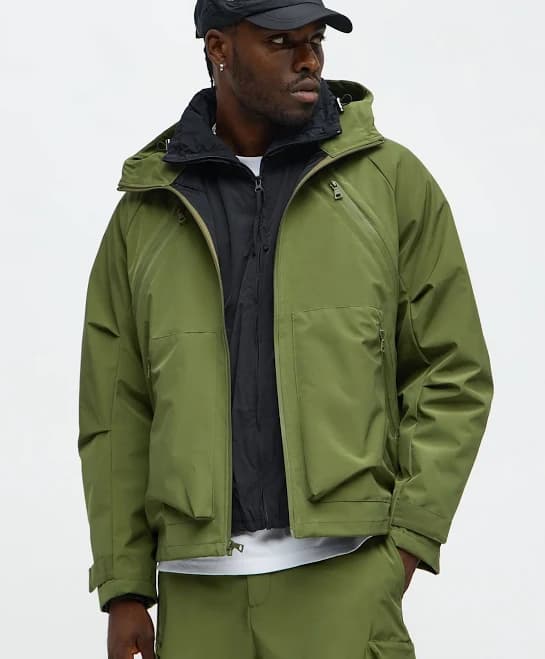 Fashion Nova Men's Relaxed Peak Hooded Tech Zip Jacket