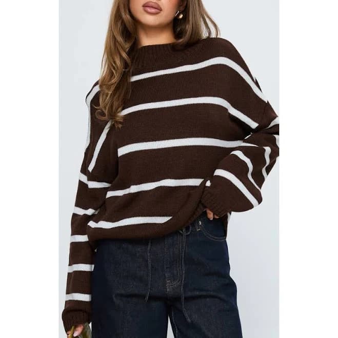 Princess Polly Alara Stripe Mock Neck Sweater