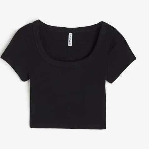 H&M Ladies Ribbed Crop T-Shirt