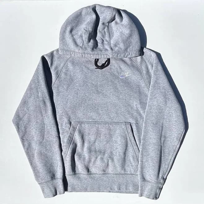 Vintage Y2k Nike Grey Pullover Hoodie Embroidered Swoosh Logo Size