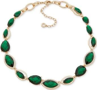 Anne Klein Women's Glass Stone Navette Teardrop Necklace