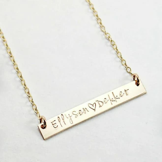 personalized gold bar necklace Gift for Mom’s Day