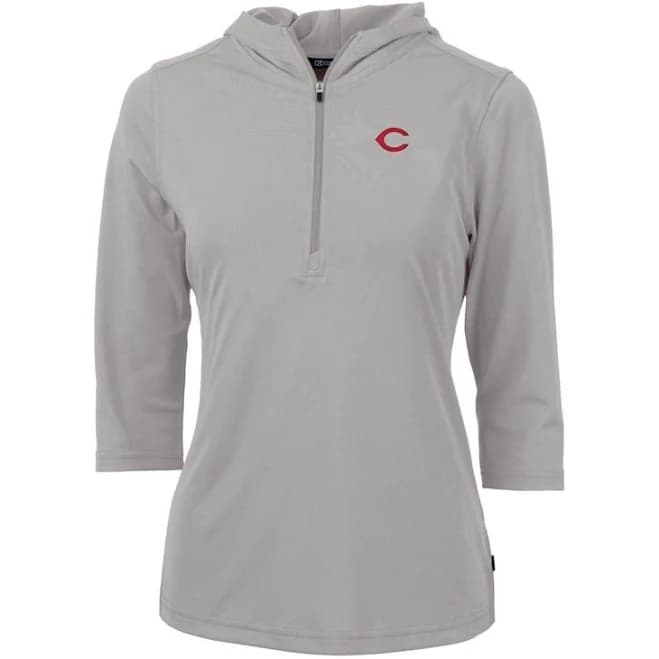 Cutter & Buck Women's Cincinnati Reds Virtue Eco Pique 3/4 Sleeve Half-