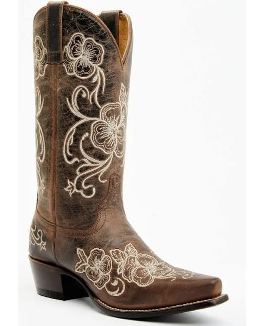 Shyanne Women's Lasy Floral Embroidered Snip Toe Western Boots