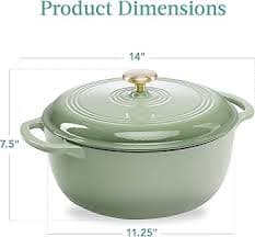Amazon.com: Best Choice Products 6 Quart Enamel Cast-Iron Round Dutch Oven, Family Style Heavy-Duty Pre-Seasoned Cookware for Home, Kitchen, Dining Room, Oven Safe w/Lid, Dual Handles - Sage Green: Home & Kitchen