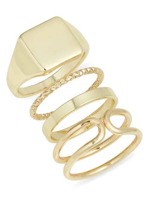 Nordstrom 4 Polished Gold Ring Set