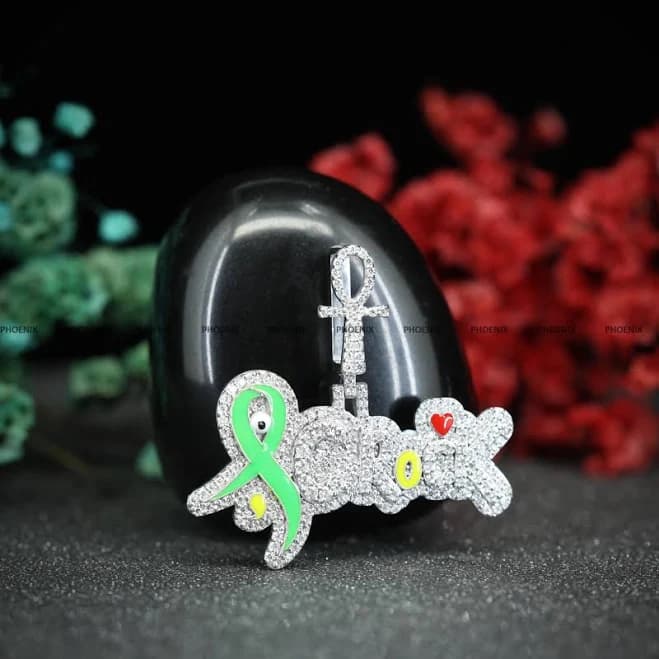 925 Sterling Silver Iced Out Moissanite Ankh Pendant