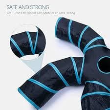 EGETOTA Cat Tunnel for Indoor Cats Large, with Play Ball S-Shape 5 Way Collapsible Interactive Peek Hole Pet Tube Toys, Puppy, Kitty, Kitten, Rabbit (Blue & Black) : Buy Online at Best