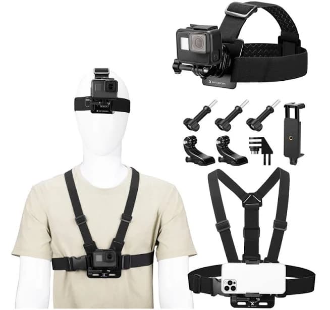 K&F Concept Head Strap & Chest Mount Set for GoPro Hero 13 12 11 10 9 8 7 6 5