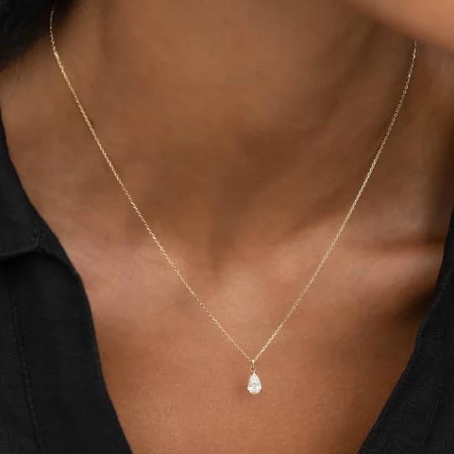 Linjer 14K White Gold Pear Cut Diamond Necklace