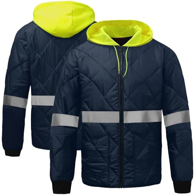 GSS Enhanced Visibility Diamond Quilted Waterproof Parka with Removable Hood