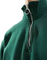 Bershka 1/4 zip sweatshirt in green | ASOS