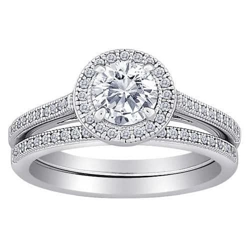 Majestic MicroPave CZ Sterling Silver Framed Brilliant-Cut Bridal Set