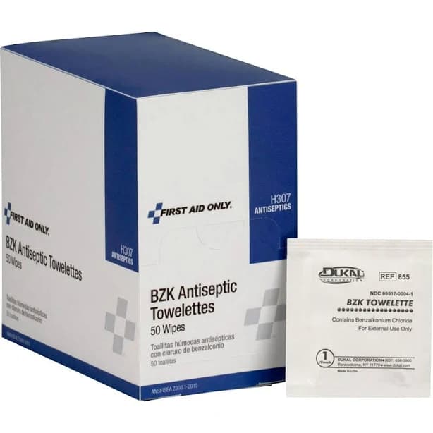 First Aid Only Antiseptic Cleansing Wipes 50/Box