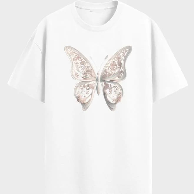 Cotton Tshirt with Butterfly Graphic Front