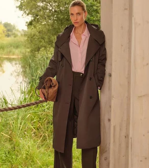Love & Roses Women's Hooded Quilted Trench Coat