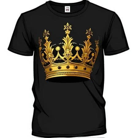 JUNFPRINTEE Men's Stylish Intricate Gold Crown T-Shirt