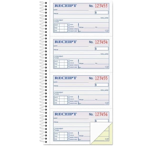 Adams Spiral 2-part Money/Rent Receipt Book