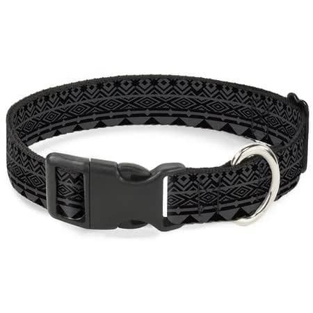 Buckle-Down Plastic Clip Collar Aztec1 Gray/Black Wide