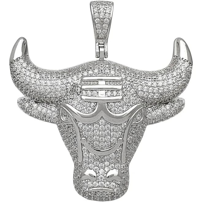 Iced-Out Bull Head Pendant