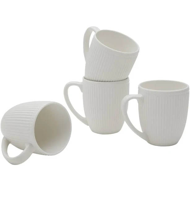Red Barrel Studio 4-Piece Embossed White Stoneware Mug Set