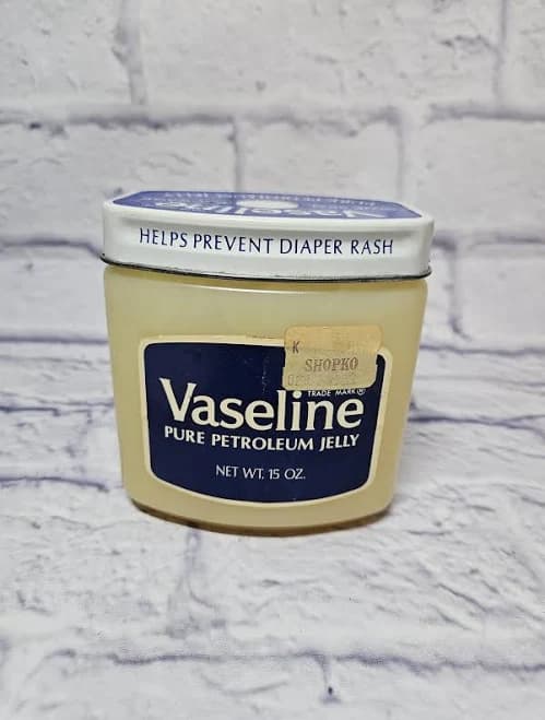 Vintage Vaseline Pure Petroleum Jelly in Plastic Jar w/ Blue Metal Lid - 15oz