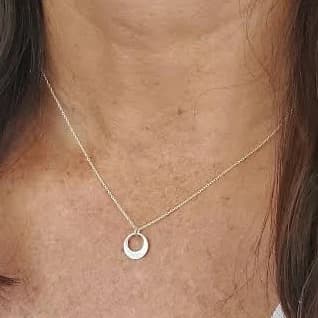 Hammered Circle Sterling Silver Charm Necklace