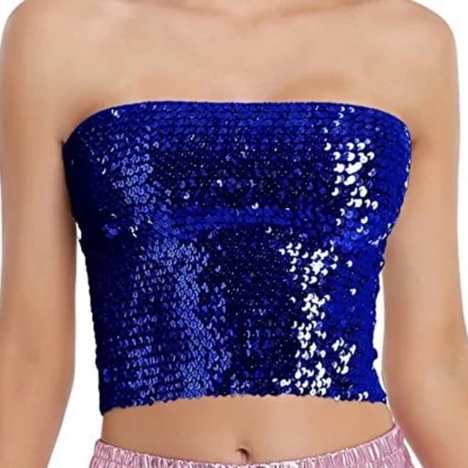 Women's Sparkly Sequin Mermaid Crop Top