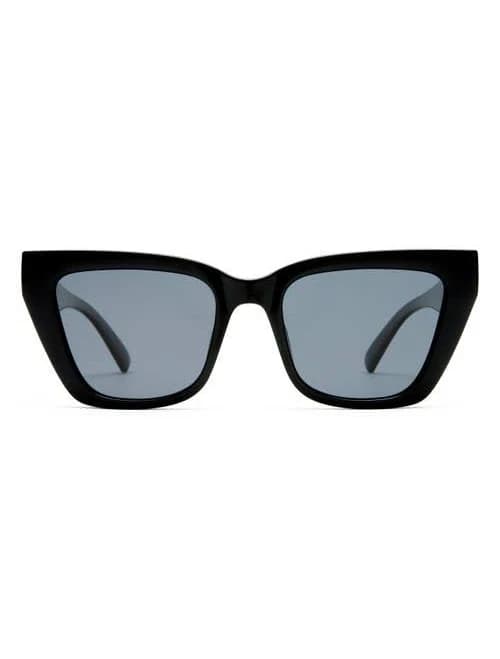 Le Specs Le Coeur 53mm Polarized Cat Eye Sunglasses in Black /Smoke Mono Polarized at Nordstrom