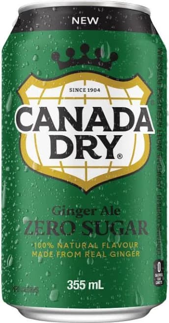 12 Cans of Canada Dry Ginger Ale ZERO Sugar 355ml Each