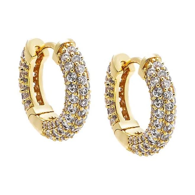 CZ Pave Mini Rounded Huggie Earring in Silver