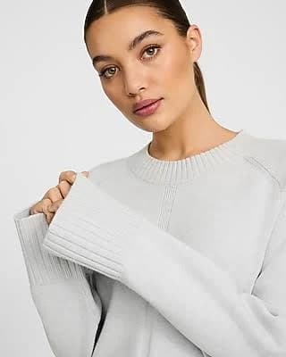 Express Women's Plush Airy Soft Crew Neck Wide Sleeve Sweater