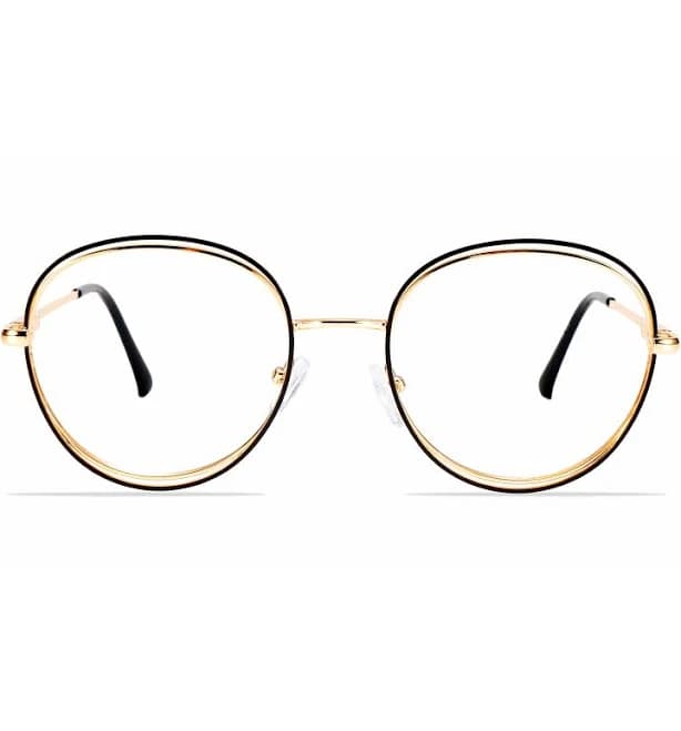 Prescription Black Round Metal Full-Rim Eyeglasses Frame Online for Women Progressive/Bifocal/Reading/Single Vision/Blue Light Glasses - LAKOH