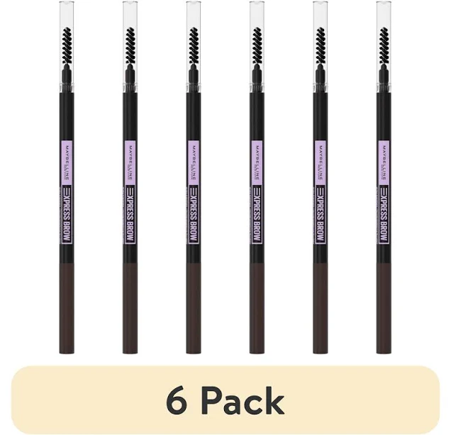(6 pack) Maybelline Express Brow Ultra Slim Pencil Eyebrow Makeup, Black Brown, Size: 0.003 oz
