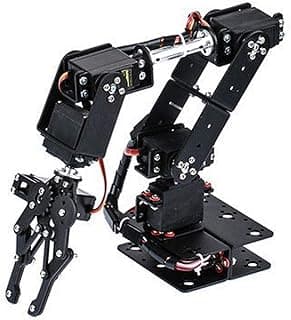 6DOF Robot Mechanical Arm Kit, Programming Robotic Clamp Hand Claw with 6 Servo Motors, 180 Degree Angle Manipulator Industrial Robot Parts for College Teaching