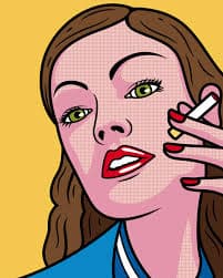 Smoking 70s woman fridge decals - TenStickers