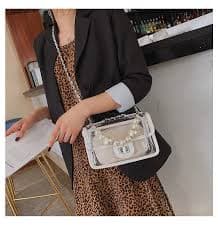 Clear Jelly Flap Handbag With Pearl Straps – AZURA THE LABEL