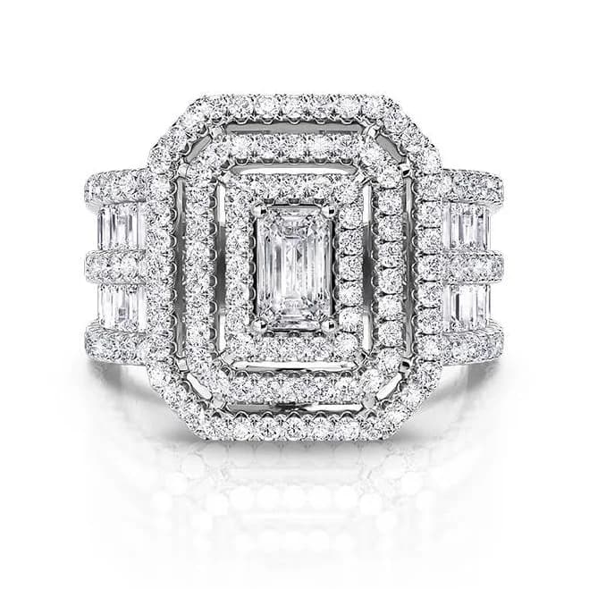Jeulia Vintage Radiant Multilevel Halo Engagement Ring