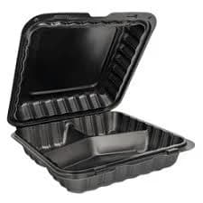 EcoSystems ECOHC93B-MF 9x9 Black Hinged Plastic Takeout Container