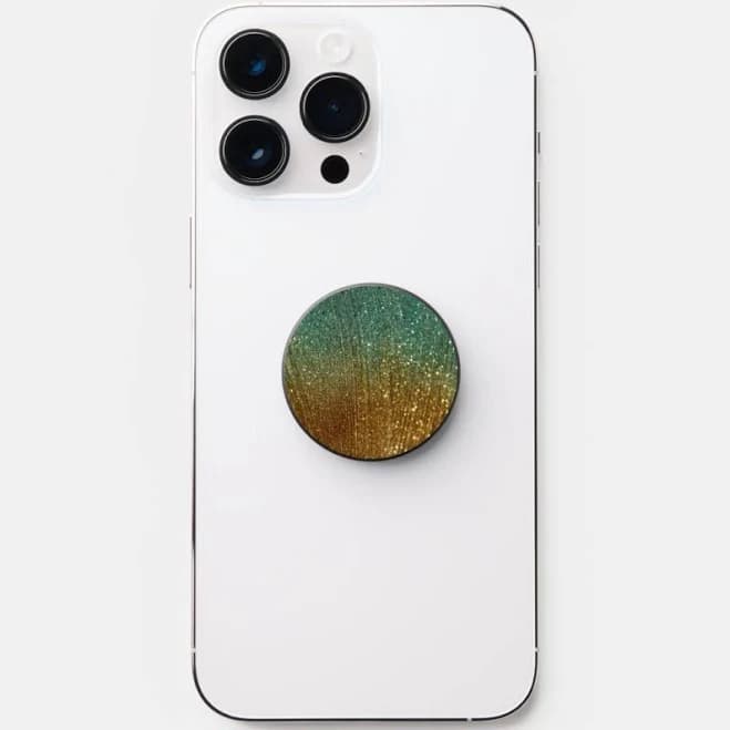 Glam teal and gold glitter Popsocket