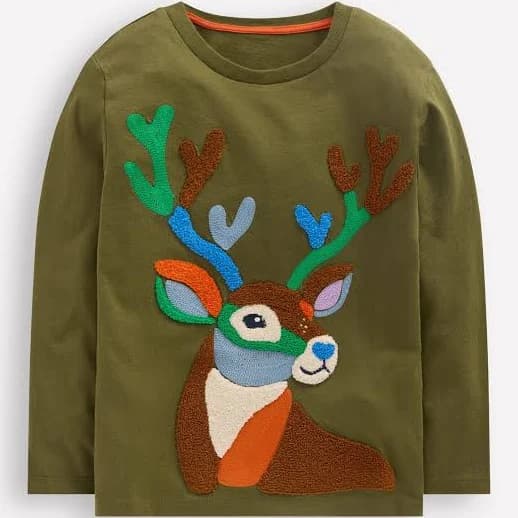 Boden Kids' Blue Long Sleeve Bouclé T-Shirt