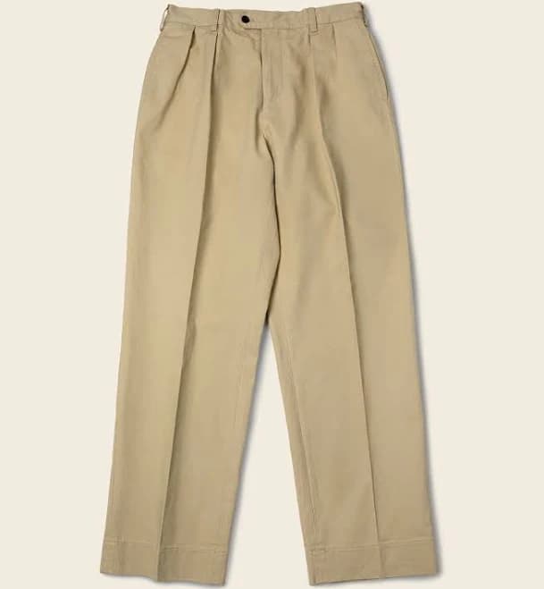 1930s Ivy Style Double Pleated Chino Trousers