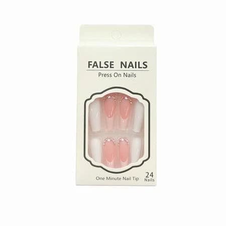 Wegore Daily Press-On Nails White French with Rhinestones