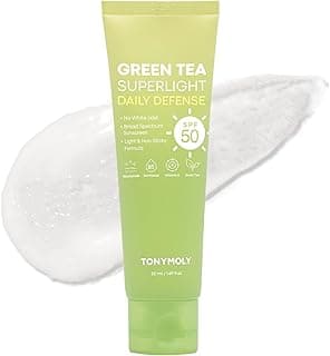 Green Tea Korean Sunscreen SPF 50 – Non-Greasy Broad Spectrum Face Sunscreen with Niacinamide, Panthenol & Hyaluronic Acid, Travel Size 50ml