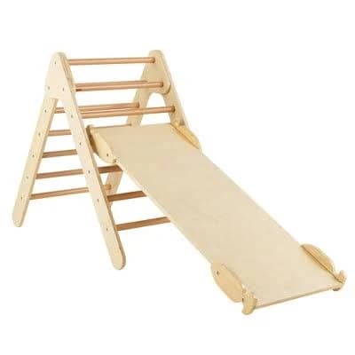 Costway 3-in-1 Wooden Climbing Triangle Set with Ramp