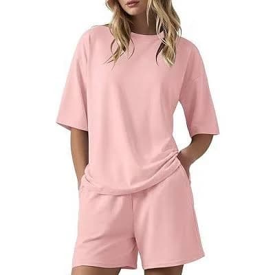 Ekouaer Women's Oversized Boxy T-Shirt Lounge Set