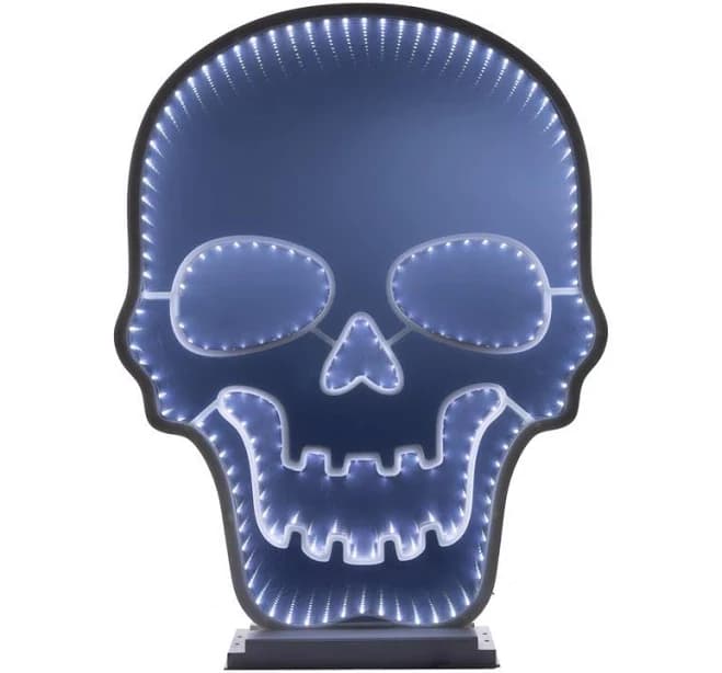 Celebrations Halloween White 23 in. LED Prelit Skull Infinity Halloween Decor