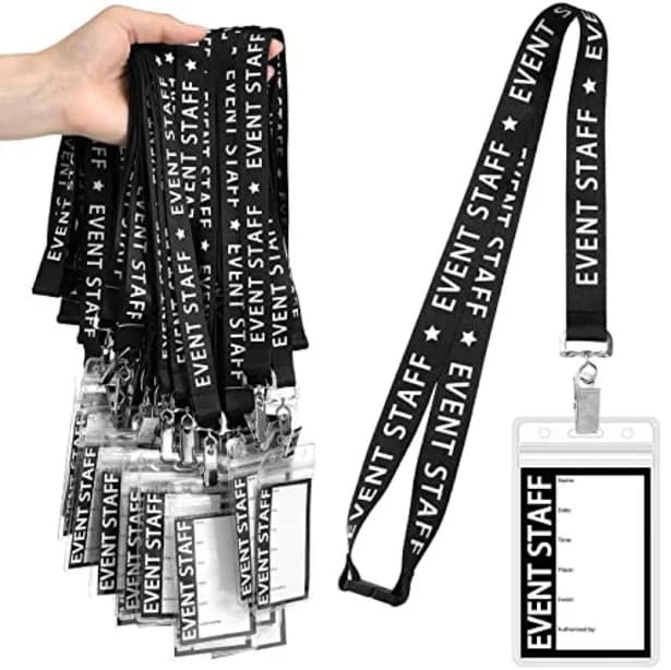 2D 25 Set Backstage Staff Lanyards with Plastic Clear ID Badge Holders