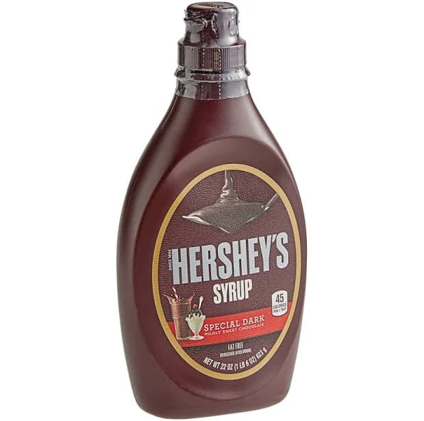 HERSHEY'S Special Dark Chocolate Syrup 21.09 fl. oz. (22 oz.) - 12/Case