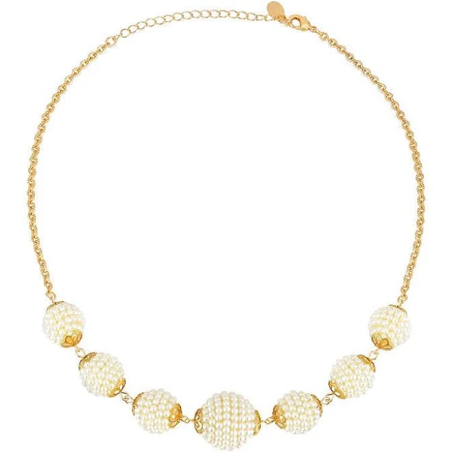 Adjustable Gold-Tone Faux Seeded Ball Necklace
